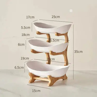 panier fruits bambou 3 niveaux blanc dimensions 35 cm 28 cm 25 cm 17 cm gain espace