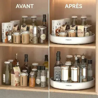 plateau tournant cuisine avant apres organisation placard pratique