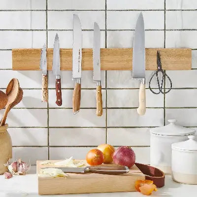 porte couteaux magnetique mural bois gain espace cuisine
