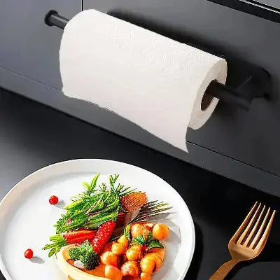 porte rouleau essuie tout mural adhesif noir pratique solide