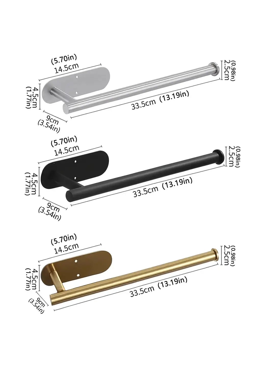 porteessuietoutmuralnoirargentetdoredimensions335cmpar145cmpar9cmsupportacierinoxydable