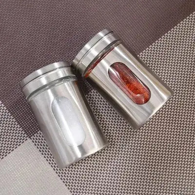 pots a epices acier inoxydable cuisine rangement bocal verre distributeur set table
