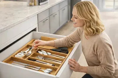 range couverts bambou extensible tiroir organisation pratique cuisine