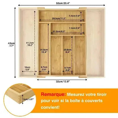 range couverts bambou extensible dimensions 32 52cm tiroir ajustable