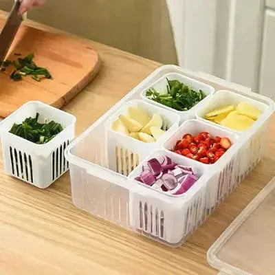 rangement frigo modulable avec panier egouttoir et compartiments