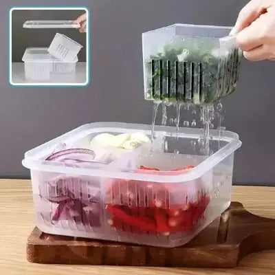 rangement frigo modulable avec bac egouttoir amovible et couvercle