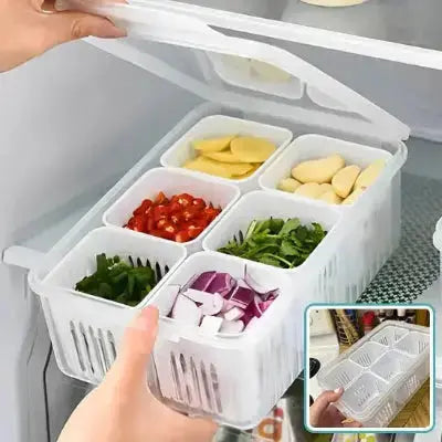 rangement frigo modulable avec casier egouttoir et compartiments amovibles