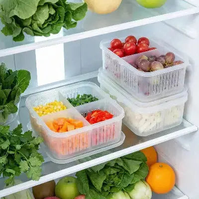 rangement frigo modulable empilable avec compartiments et couvercle