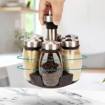 rangement epices modulable rotatif 6 bocaux poignee pratique