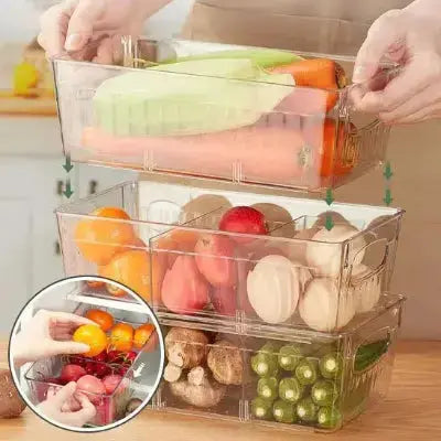 rangement frigo empilable transparent pour fruits et legumes frais