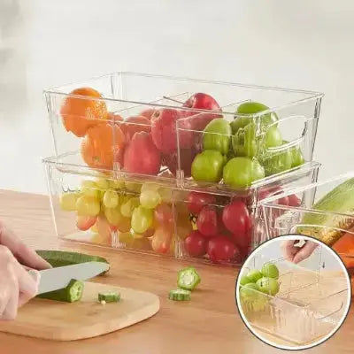 rangement frigo transparent empilable avec compartiments pour fruits et legumes