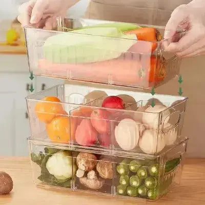 rangement frigo empilable transparent pour fruits et legumes organises
