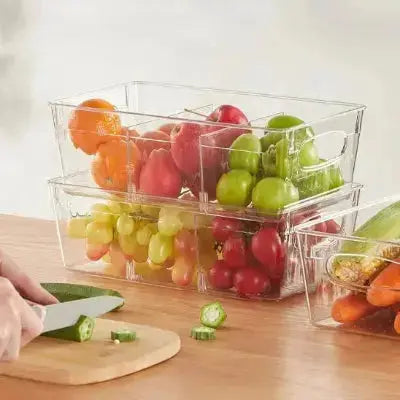 rangement frigo transparent empilable avec separateurs pour fruits et legumes