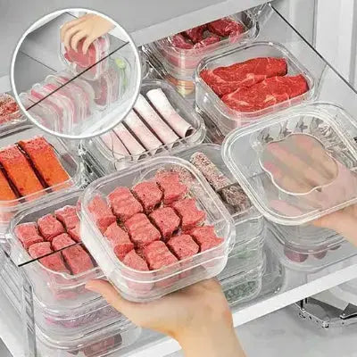 rangement frigo optispace empilable pour portions de viande hermetiques