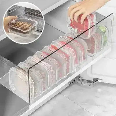 rangement frigo optispace pour boites hermetiques rangees a la verticale