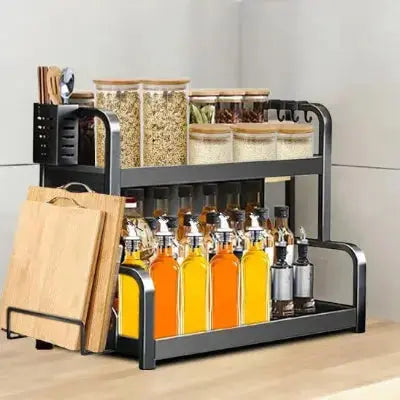 rangement pour epices deux niveaux porte bouteilles planches elegant pratique