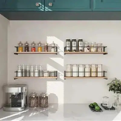 rangement pour epices mural quatre etageres bois metal elite