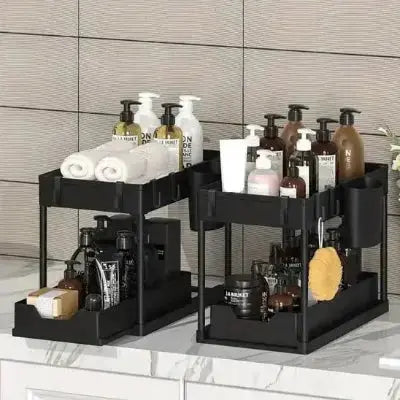 rangement sous evier ajustable deux niveaux pratique