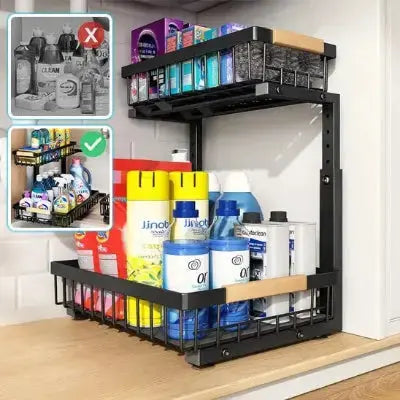rangement sous evier noir modulable avant apres gain de place