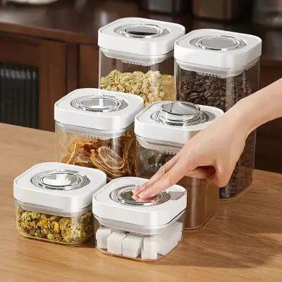 boite conservation hermetique bouton poussoir empilable rangement cuisine