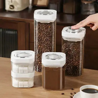 boite conservation hermetique bouton poussoir ouverture facile empilable cuisine cafe
