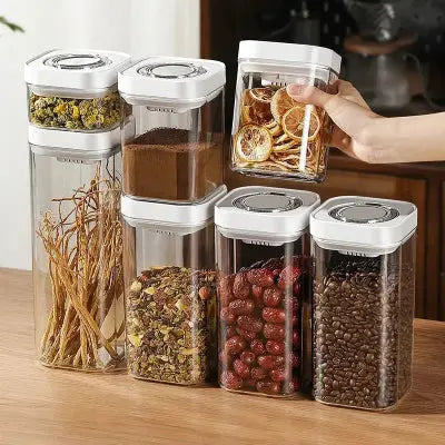 boite conservation hermetique empilable bouton poussoir rangement cuisine tailles variees