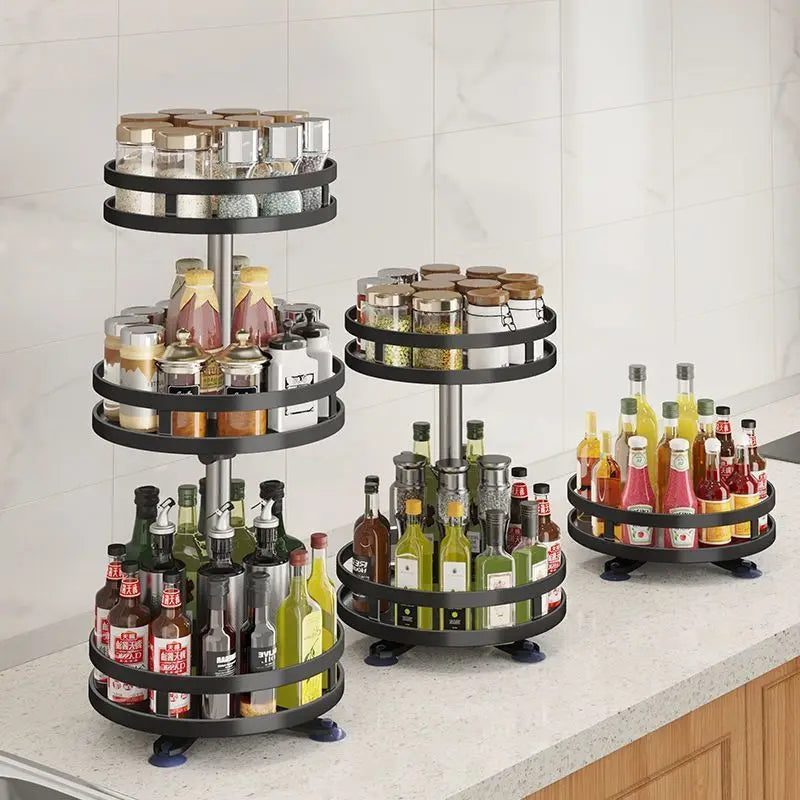 Rotatable Kitchen Storage Rack kitchen Accessories Spice Storage Rack Clean Storage 360 Degrees Rotatable Organizer Turntable Lunivers-du-Rangement