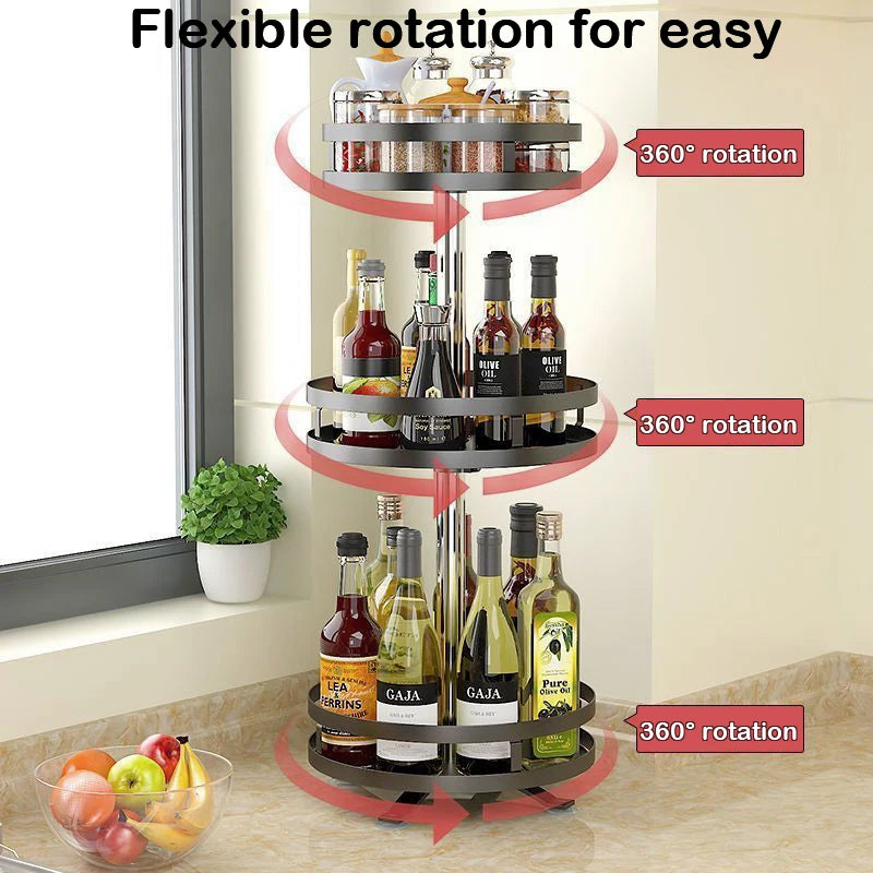 Rotatable Kitchen Storage Rack kitchen Accessories Spice Storage Rack Clean Storage 360 Degrees Rotatable Organizer Turntable Lunivers-du-Rangement