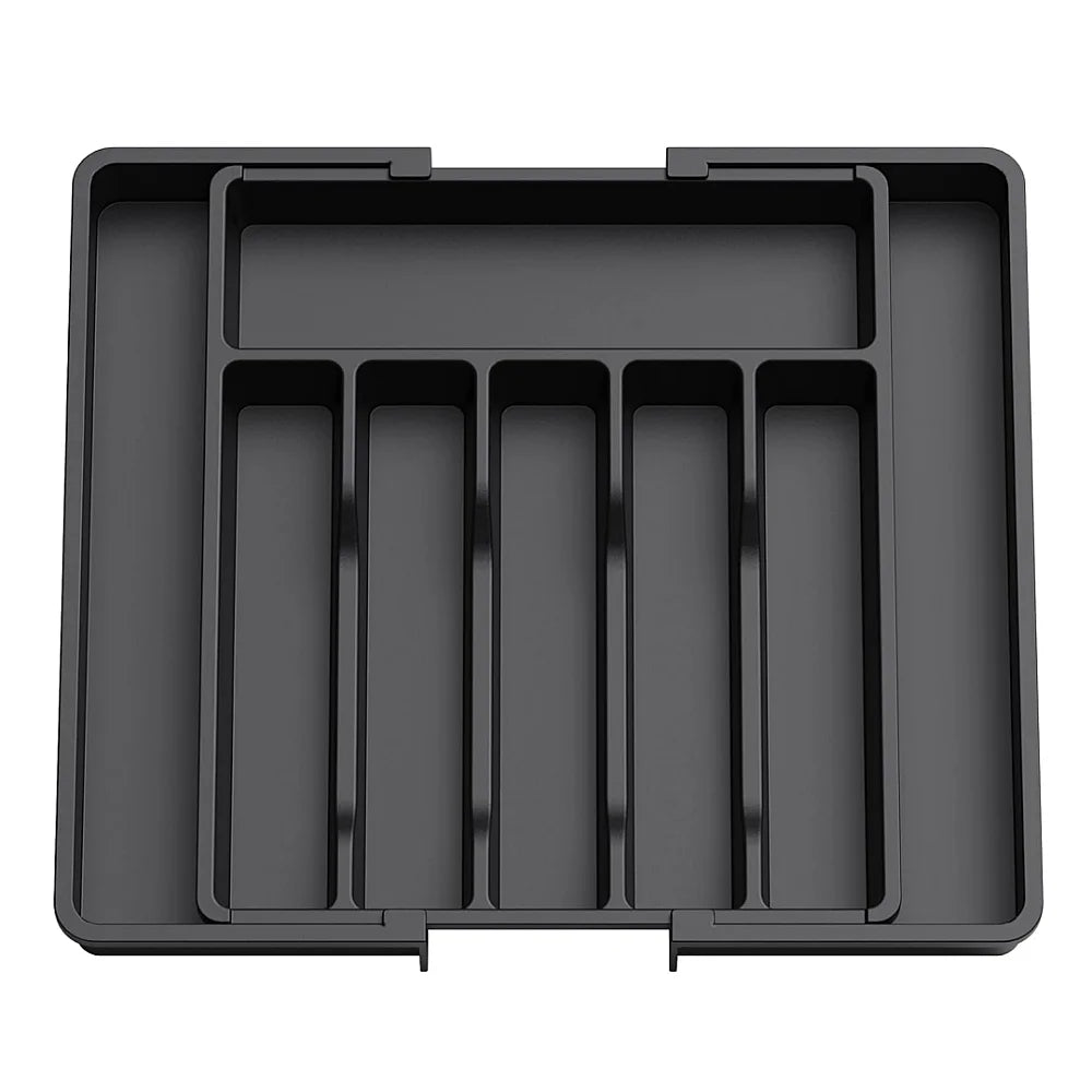 Silverware Drawer Organizer Expandable Utensil Tray for Kitchen Adjustable Flatware and Cutlery Holder Black Cutlery Organiser Lunivers-du-Rangement