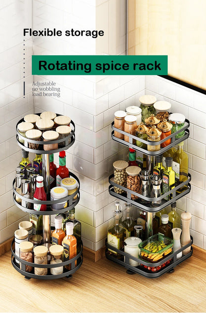 Rotatable Kitchen Storage Rack kitchen Accessories Spice Storage Rack Clean Storage 360 Degrees Rotatable Organizer Turntable Lunivers-du-Rangement