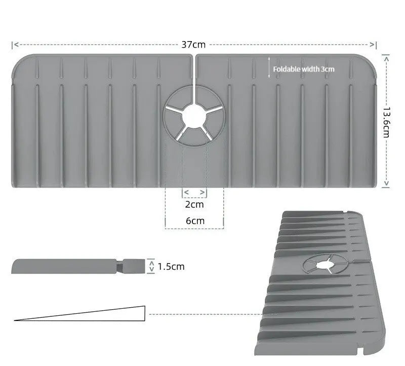 Silicone Faucet Mat Dish Soap Sponge Holder Sink Kitchen Countertop Drying Mat Bathroom Kitchen Sink Splash Guard Drain Pad Lunivers-du-Rangement