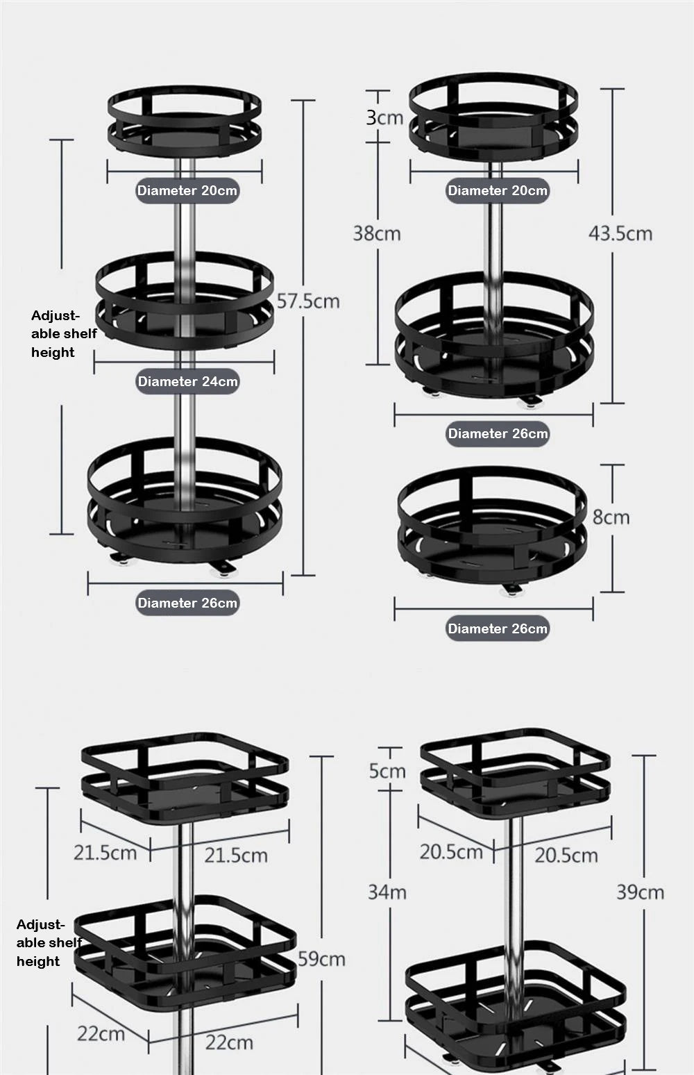 Rotatable Kitchen Storage Rack kitchen Accessories Spice Storage Rack Clean Storage 360 Degrees Rotatable Organizer Turntable Lunivers-du-Rangement