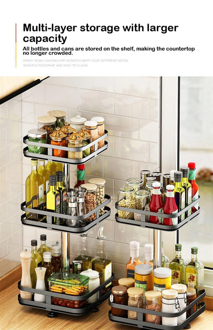 Rotatable Kitchen Storage Rack kitchen Accessories Spice Storage Rack Clean Storage 360 Degrees Rotatable Organizer Turntable Lunivers-du-Rangement