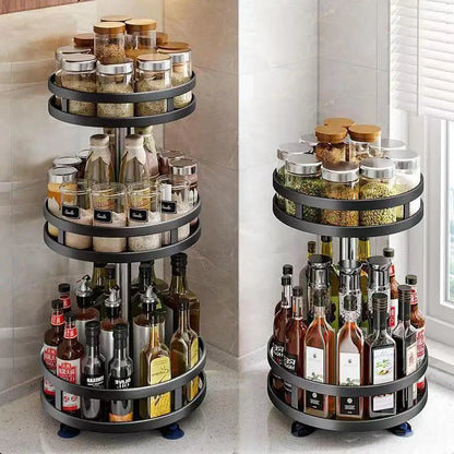 Rotatable Kitchen Storage Rack kitchen Accessories Spice Storage Rack Clean Storage 360 Degrees Rotatable Organizer Turntable Lunivers-du-Rangement