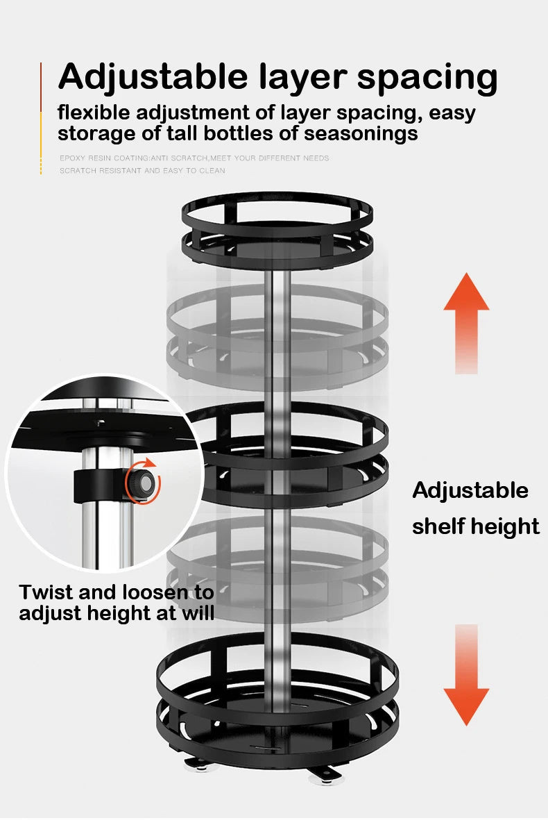 Rotatable Kitchen Storage Rack kitchen Accessories Spice Storage Rack Clean Storage 360 Degrees Rotatable Organizer Turntable Lunivers-du-Rangement