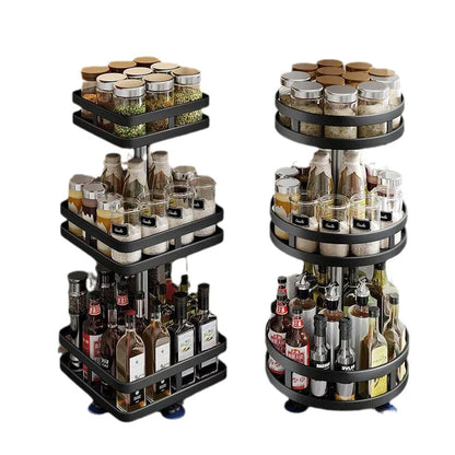 Rotatable Kitchen Storage Rack kitchen Accessories Spice Storage Rack Clean Storage 360 Degrees Rotatable Organizer Turntable Lunivers-du-Rangement