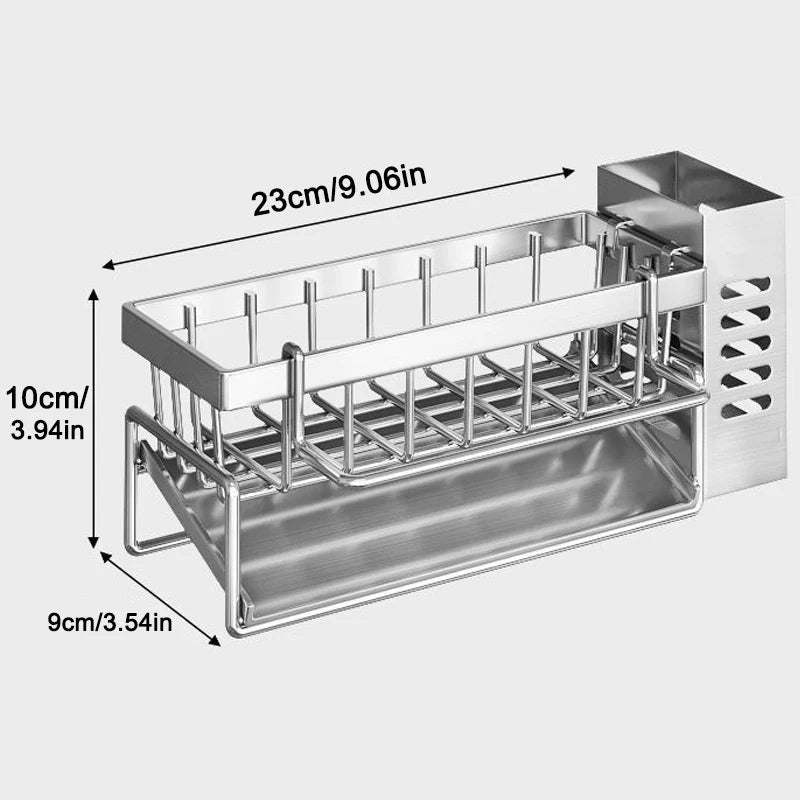 Sink Cleaning Tools Storage Rack Kitchen Multifunctional Stainless Steel Drain Rack for Sponge Cleanser Organizer Rag Hanger Lunivers-du-Rangement