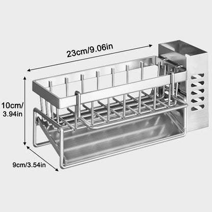 Sink Cleaning Tools Storage Rack Kitchen Multifunctional Stainless Steel Drain Rack for Sponge Cleanser Organizer Rag Hanger Lunivers-du-Rangement