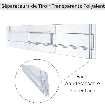separateurs tiroir extensibles transparents antiderapant protecteur polyvalent