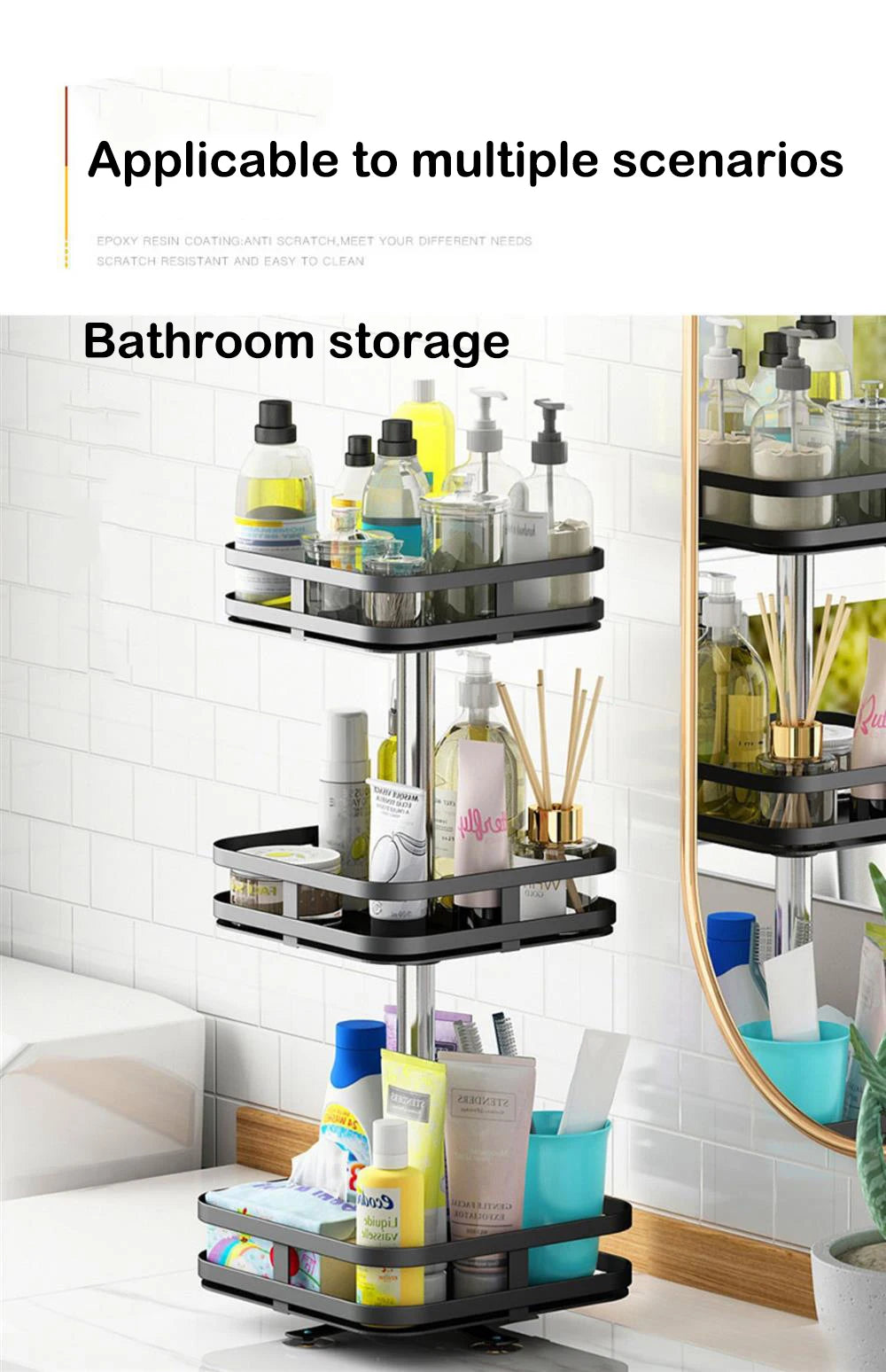 Rotatable Kitchen Storage Rack kitchen Accessories Spice Storage Rack Clean Storage 360 Degrees Rotatable Organizer Turntable Lunivers-du-Rangement