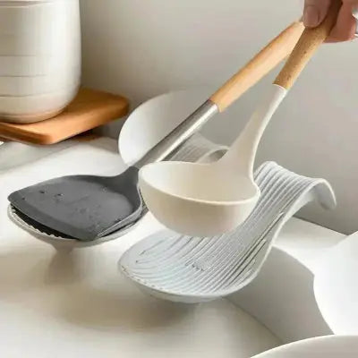 organisateur cuisine silicone repose cuillere fouet design antiderapant lot 4 couleurs neutres