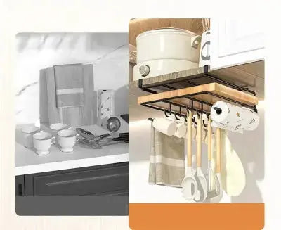 support rangement metallique suspendu avant apres gain espace crochets