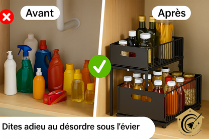 avantapresorganisateursouseviercuisinemetalnoir2niveauxrangementgaindeplace