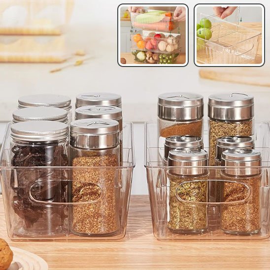 bacsderangementtransparentspourepicesetcondimentsavecpoignees