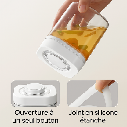 bocalhermetiquecuisinecouverclesiliconeboutonpushdesignblanc
