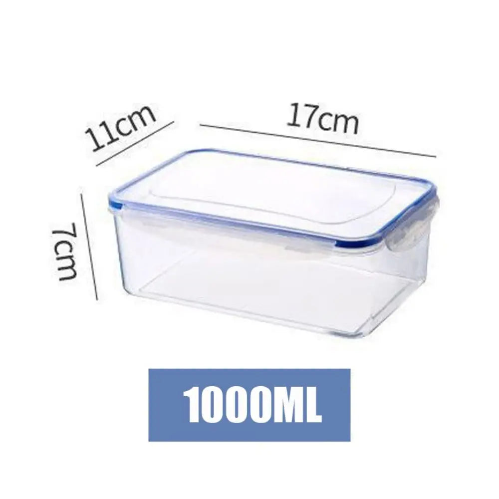 boite de conservation alimentaire en plastique transparent capacite 1000ml avec dimensions indiquees