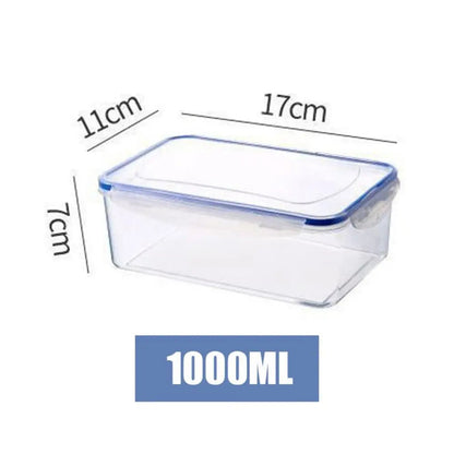 boite de conservation alimentaire en plastique transparent capacite 1000ml avec dimensions indiquees
