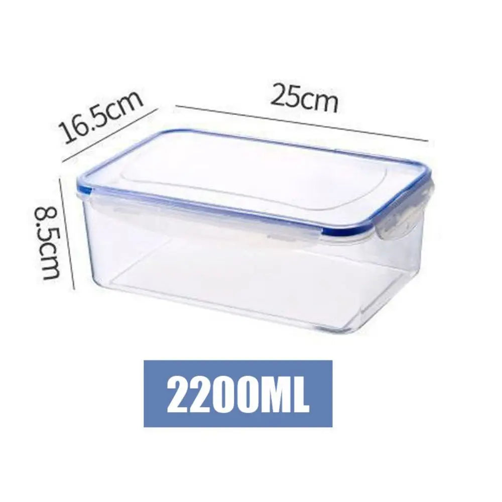 boite de conservation alimentaire en plastique transparent capacite 2200ml avec dimensions indiquees