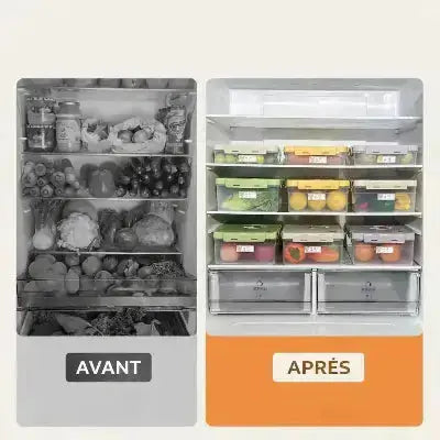 boite de rangement alimentaire empilable pour refrigerateur avant apres