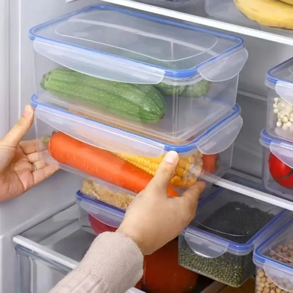 boites de rangement alimentaire hermetiques pour frigo avec legumes ranges dans des contenants transparents